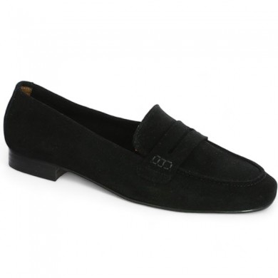 classic women's moccasin nubuck black large size, profile view