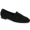 mocassin classique femme nubuck noir grande taille, vue profil