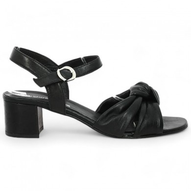 black sandal italie 42, 43, 44, 45 square heel women Shoesissime, side view