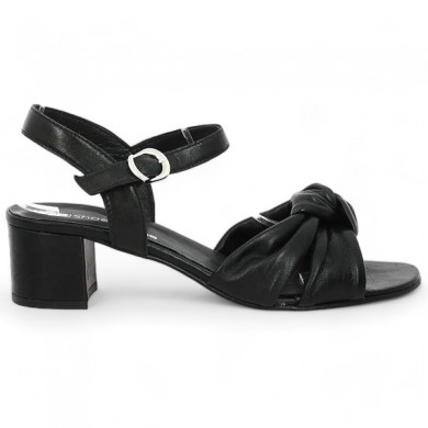 sandale noire italie 42, 43, 44, 45 talon carré femme Shoesissime, vue coté