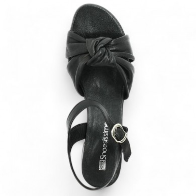 sandale noire italie grande pointure 5cm talon carré femme Shoesissime, vue dessus