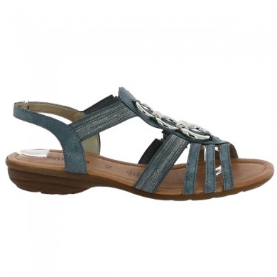 Sandale bleu bijoux 42, 43, 44, 45 plate D3605-12 Remonte Shoesissime, vue coté