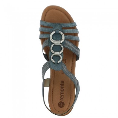 Nu-pied bleu bijoux 42, 43, 44, 45 D3605-12 Remonte Shoesissime, vue coté