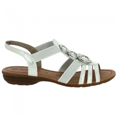 Sandal 42, 43, 44, 45 white jewels Remonte woman R3605-80 Shoesissime, side view