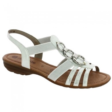 White jewelled sandal Remonte woman large size R3605-80 Shoesissime, profile view