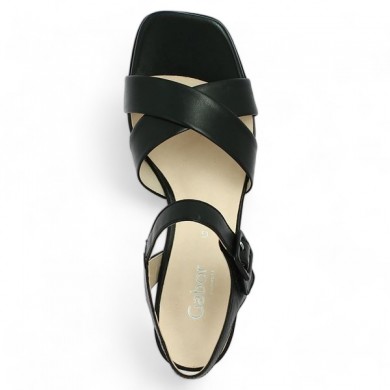 Gabor 42.953.27 Shoesissime large size black platform sandals, top view