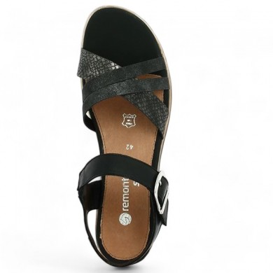 Sandales talon compensé noire 42, 43, 44, 45 femme Remonte D6454-00 Shoesissime , vue dessus