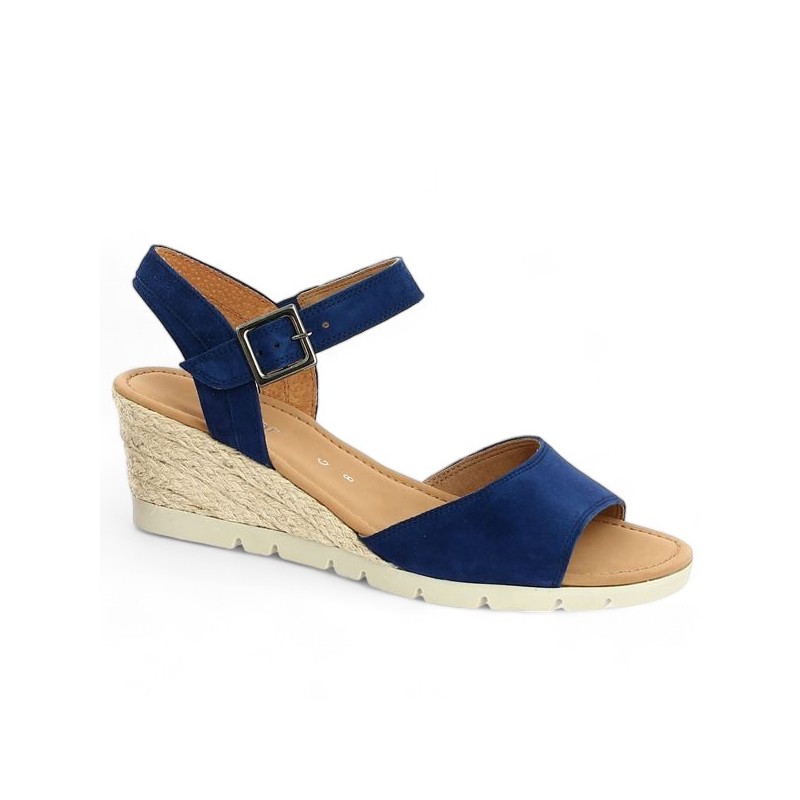 Gabor blue wedge sandal large size, profile view