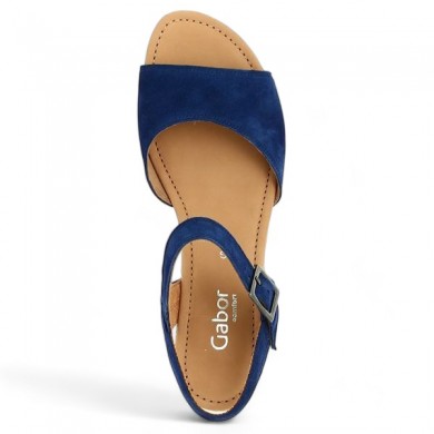 sandale talon compensé bleu Gabor grande pointure Shoesissime, vue dessus