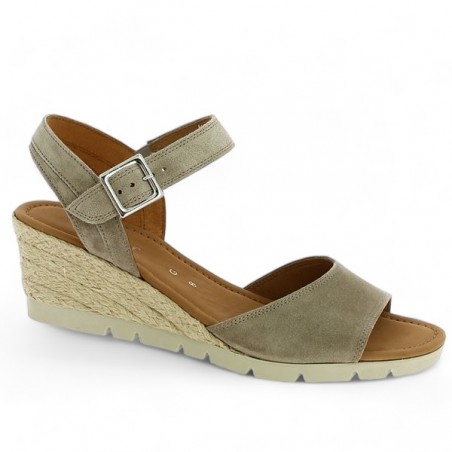 Gabor croute cuir beige wedge sandal large size, profile view Gabor croute cuir beige wedge sandal large size, profile view