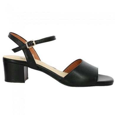 sandale cuir noir 42, 43, 44, 45 femme talon 5 cm Shoesissime, vue coté