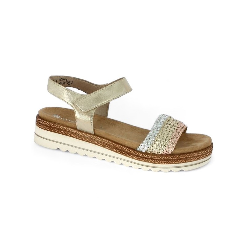 Remonte sandal D0Q58-90 gold comfort large size Shoesissime, profile view