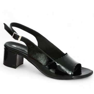 sandale talon vernie noire 42, 43, 44, 45 Shoesissime, vue profil