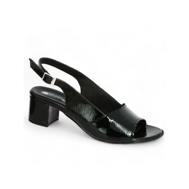 sandale talon vernie noire 42, 43, 44, 45 Shoesissime, vue profil