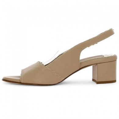 Nu-pieds grande taille cuir beige talon femme Shoesissime, vue intérieure