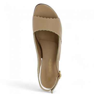Sandale cuir beige talon femme grande pointure italienne Shoesissime, vue dessus
