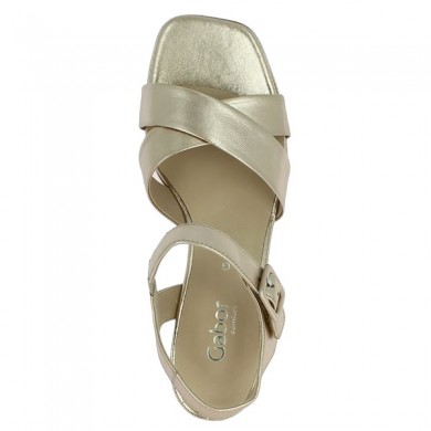 Gabor large size gold sandal with front platform, top view