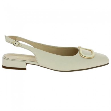 Gabor open ballerina large size pearly white flat pointed with buckle 42.242.53, side view