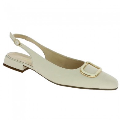 mule flat pearly white gold Gabor 8, 8.5, 9, 9.5 Shoesissime, profile view