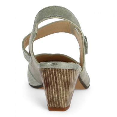 shoes silver heel 42, 43, 44, 45 woman open heel Shoesissime, rear view