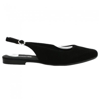 Black ballerina large size open heel D0K07-00 Shoesissime, side view