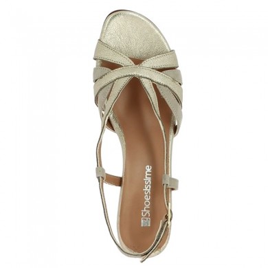 sandale beige et dorée habillée découverte dessus 42, 43, 44, 45 Shoesissime, vue dessus