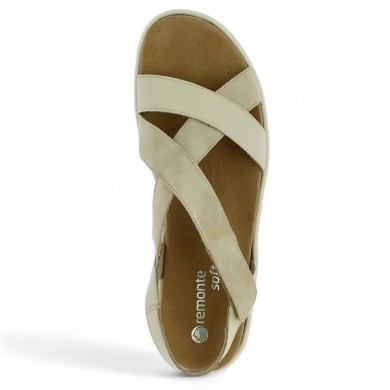 Sandale talon compensé beige femme D1N52-60 grande pointure Remonte Shoesissime, vue dessus
