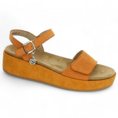 Sandale compensée orange 42, 43, 44, 45 femme Shoesissime Remonte D1N50-38, vue profil