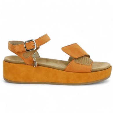 Sandale plateforme orange 42, 43, 44, 45 femme Shoesissime Remonte D1N50-38, vue détails