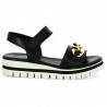 nu-pieds compensé noir chic chaine dorée grande pointure Gabor 44.624.27 Shoesissime, vue coté