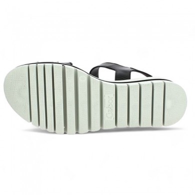 Iris - Talon compensé sport chic noire chaine dorée - Sandale femme grande taille - Shoesissime