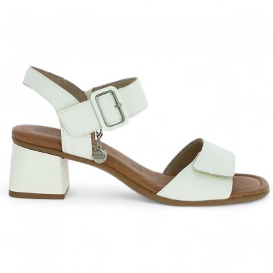 White heeled sandal large size woman D1K51-80 Remonte Shoesissime, side view