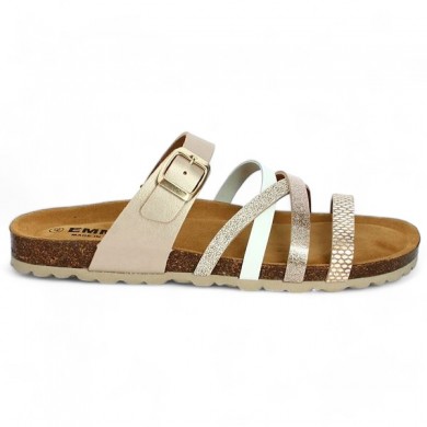 Shoesissime women's cork sandals 42, 43, 44, 45, 46 without slit, pink-gold, side view