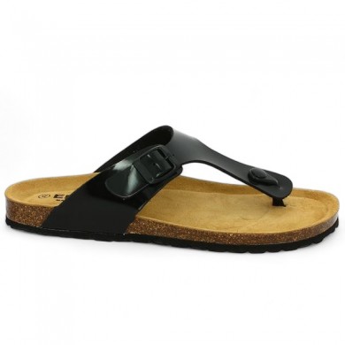 Women's black patent flip-flop 42, 43, 44, 45, 46 Shoesissime, side view