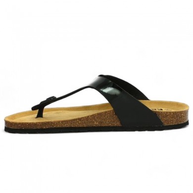 Shoesissime black patent cork flip-flop, women's large size, inside view