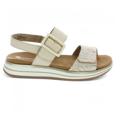 Luna - Beige and multicolored platform sandal - Barefoot women's large size - Shoesissime