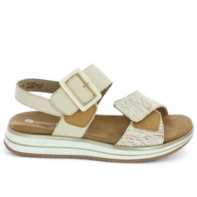 Adjustable comfort sandal large size woman beige multicolor Remonte, view details