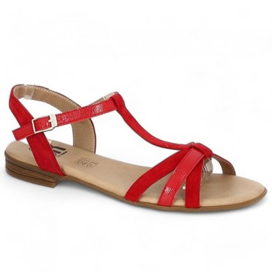 flat red sandals 42, 43, 44, 45, profile view