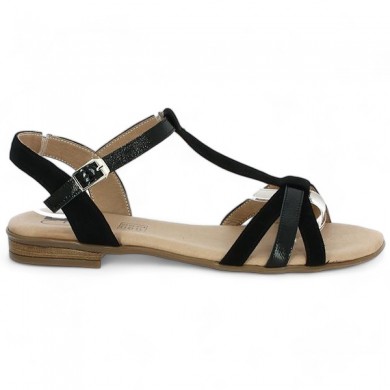 nu-pieds confort brides noire plat 42, 43, 44, 45 géo reino shoesissime, vue coté