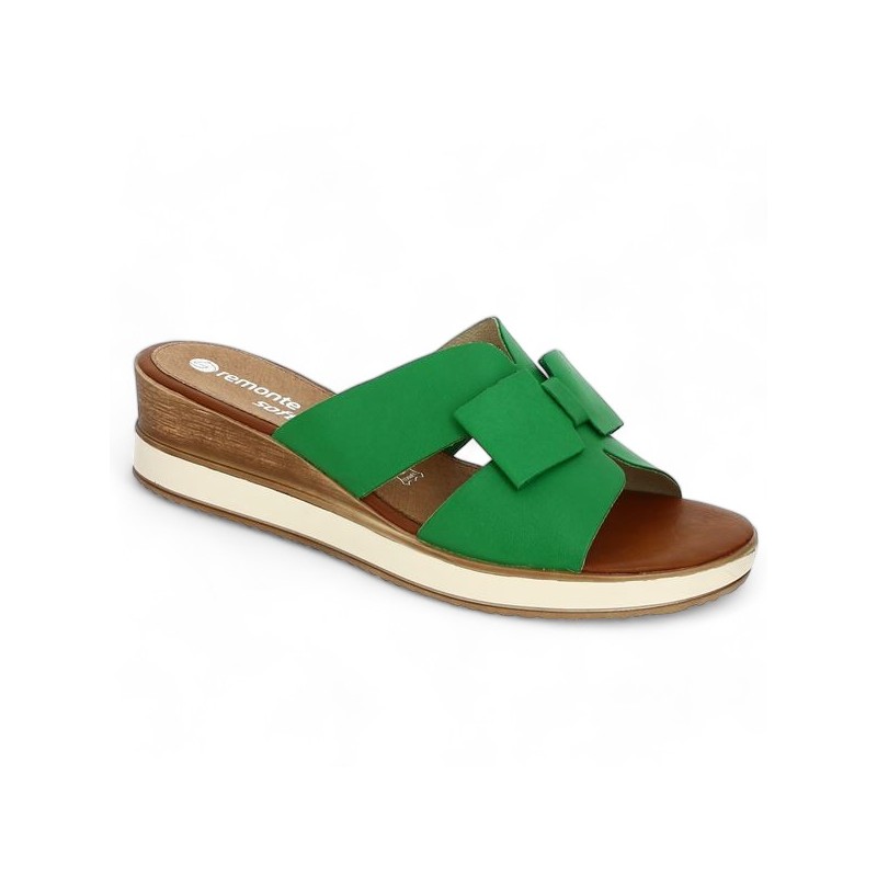 Lea Mule talon compense vert D6456 52 Mule femme grande taille Shoesissime