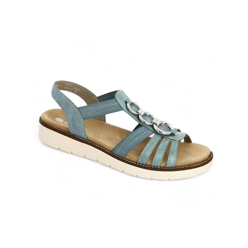 Sandal Remonte D2073-12 blue large size woman Shoesissime, profile view