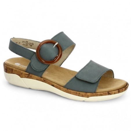 Remonte sandal large blue velcro strap R6853-14 large size woman, profile view Remonte sandal large blue velcro strap R6853-14 large size woman, profile view