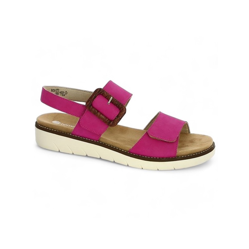 Fuchsia pink sandal large size woman adjustable D2067-31 Remonte, profile view