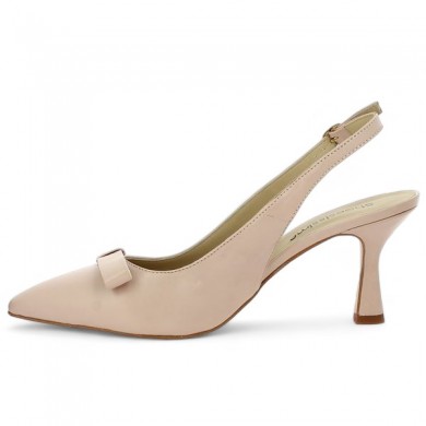 Shoesissime pink nude pointed heel front bow large size, inside view
