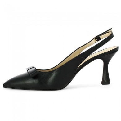 Black leather pointed toe open back shoe 42, 43, 44, 45 Shoesissime, inside view