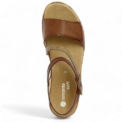 Comfort sandal velcro camel gold 42, 43, 44, 45 woman Remonte R6860-24 Shoesissime, top view