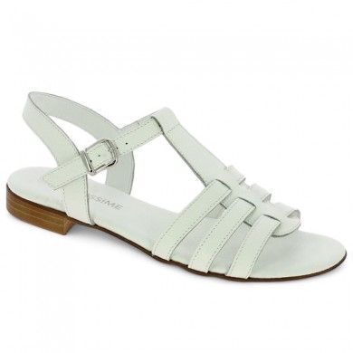 Shoesissime large white Italian sandal with straps, profile view