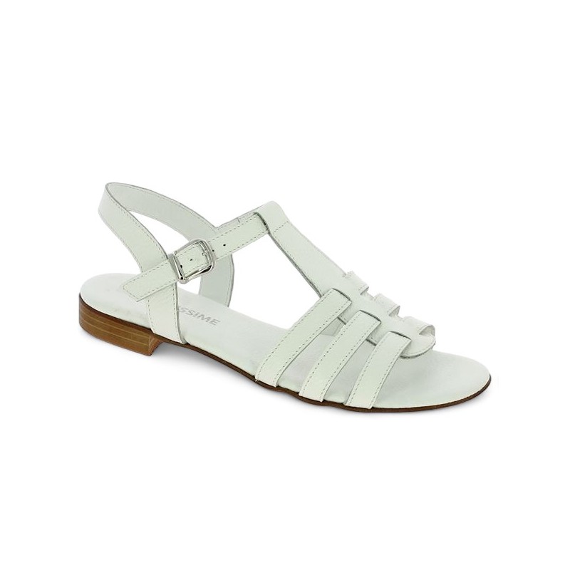 Shoesissime large white Italian sandal with straps, profile view