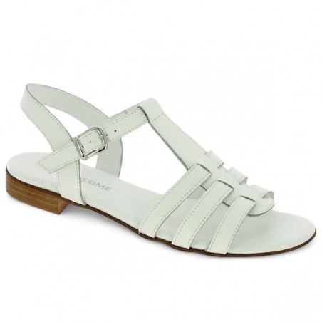 sandale femme grande taille Italie blanche à brides Shoesissime, vue profil