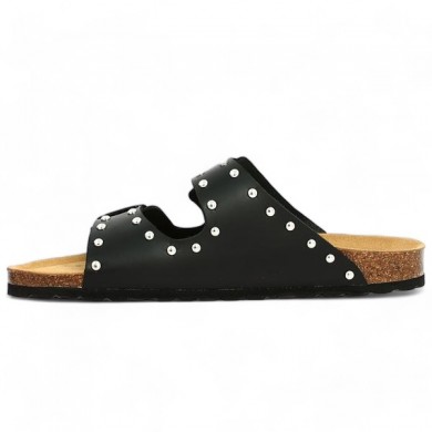 black studded sandal 42, 43, 44, 45 ergonomic cork sole, interior view